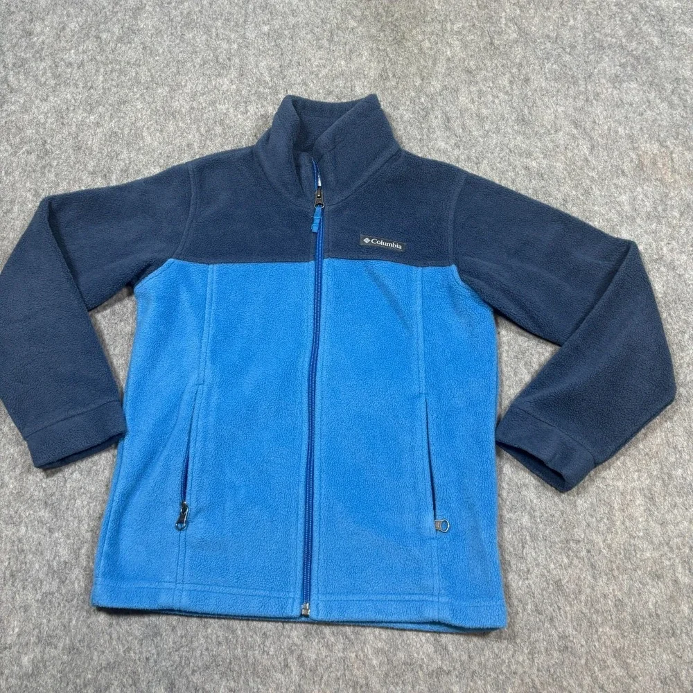 Columbia Fleece Jacket Men's Size Small Blue Full-Zip Mock Neck Outdoor Coat
